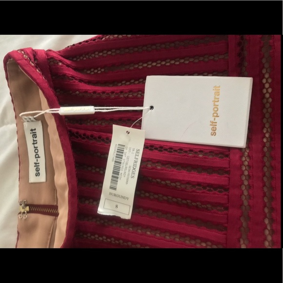 Self Portrait Burgundy Striped Column Top & Skirt - Picture 7 of 8